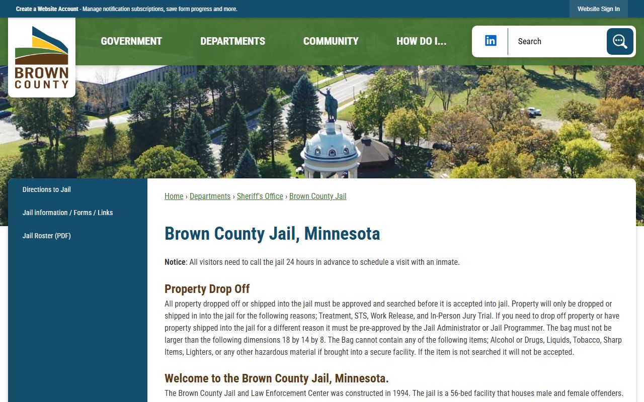Brown County Jail overview for Brown County inmate population records